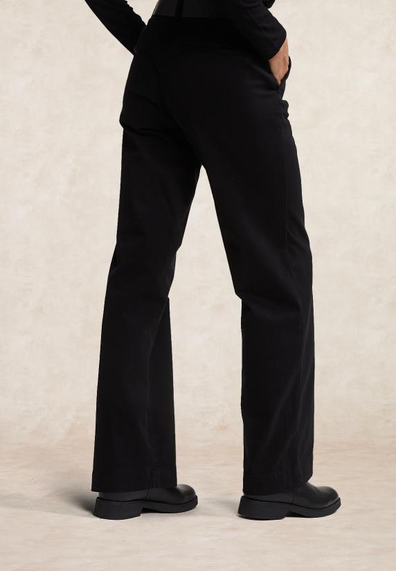 River Woods Lange Katoenen Broek Zwart