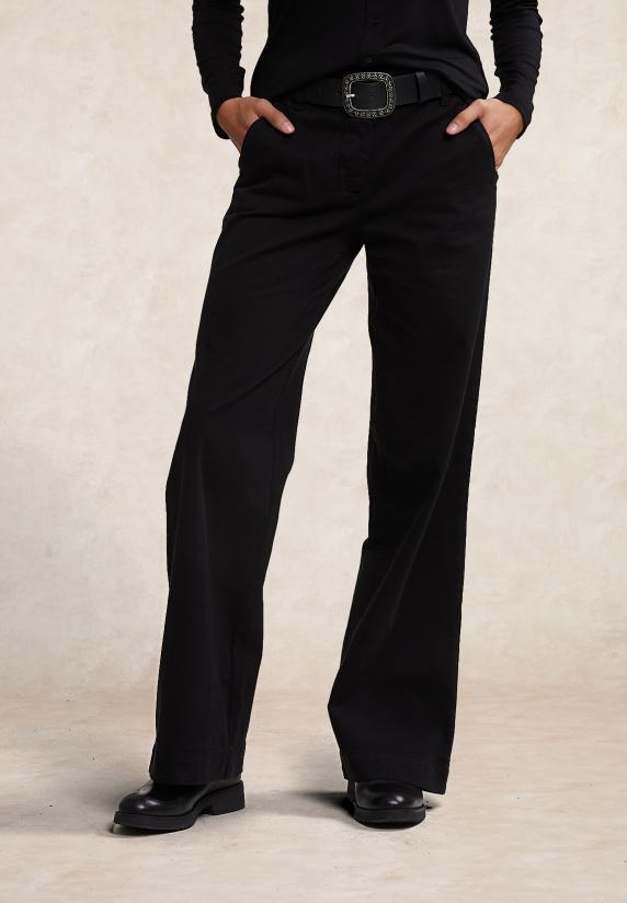 River Woods Lange Katoenen Broek Zwart