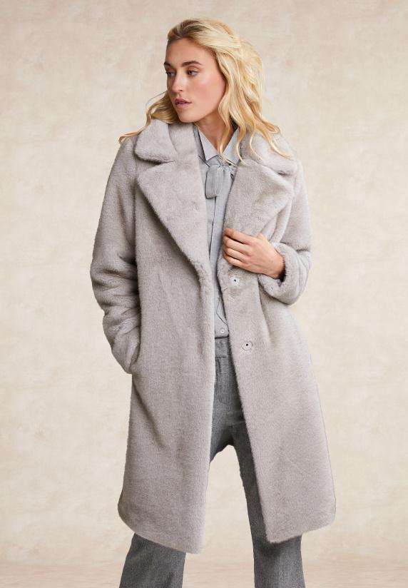 river woods Lange mantel in imitatiebont grijs