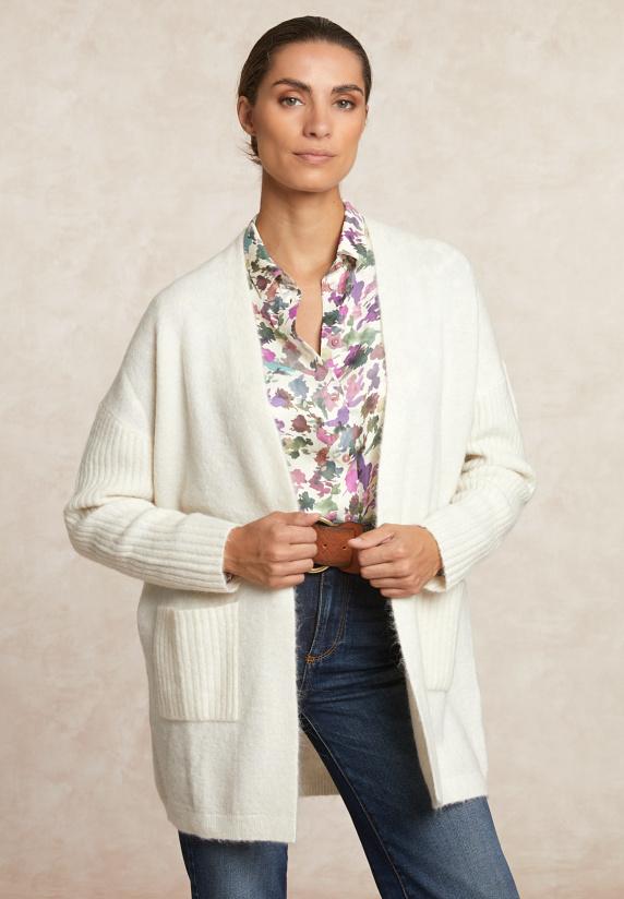 river woods Lange V-hals cardigan écru