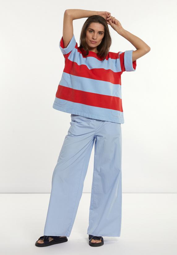 river woods Lange wijde popeline broek blauw