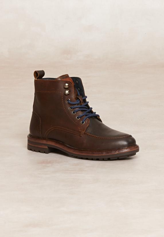 River Woods Lederen Enkellaarzen Met Veters Bruin