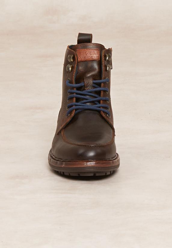 River Woods Lederen Enkellaarzen Met Veters Bruin