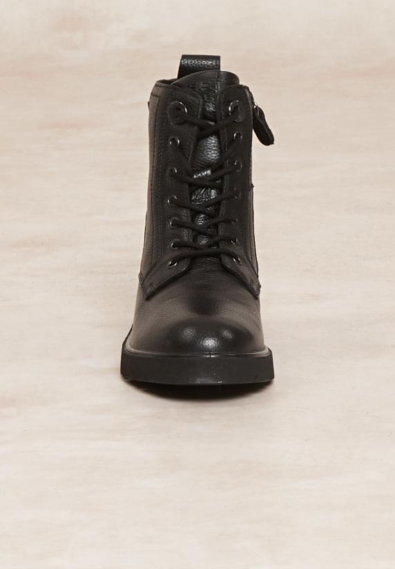 River Woods Lederen Enkellaarzen Met Veters Zwart