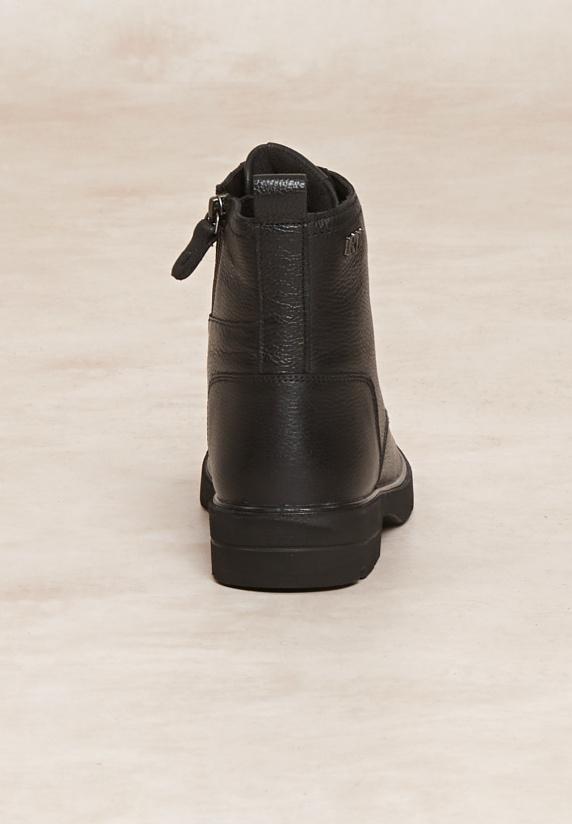 River Woods Lederen Enkellaarzen Met Veters Zwart