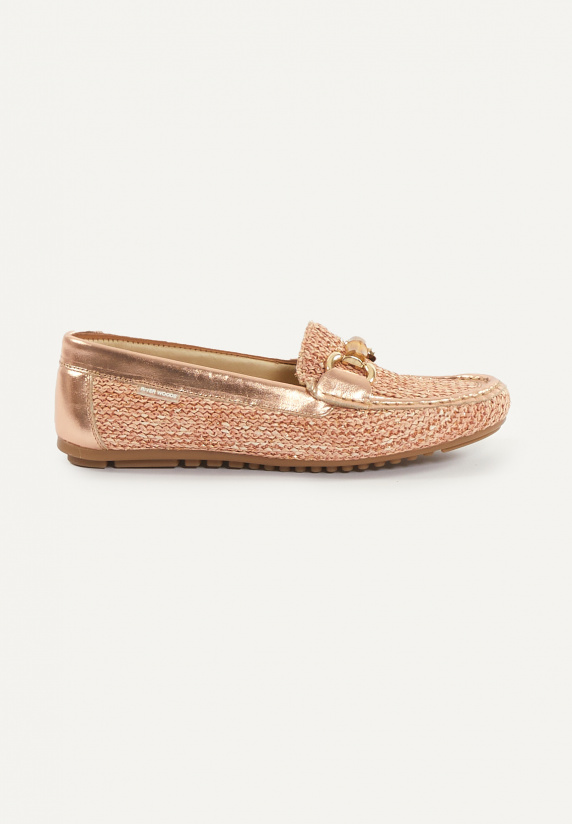 river woods Lederen gevlochten loafers roze