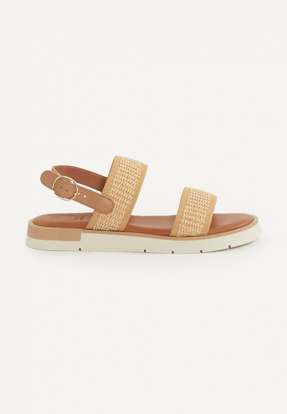 river woods Lederen gevlochten sandalen beige