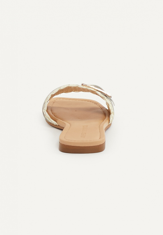 River Woods Lederen Platte Sandalen Met Riem Wit