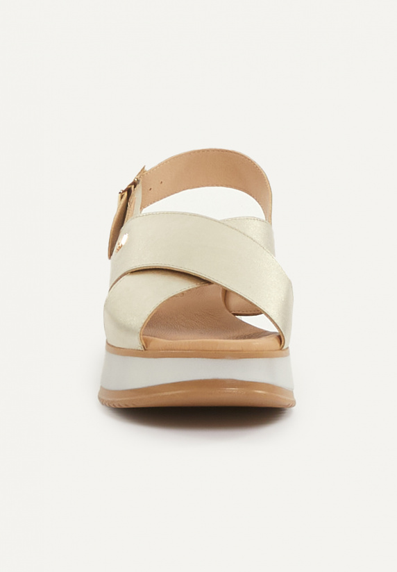 River Woods Lederen Sandalen Plateauzool Goud