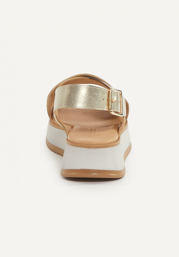 River Woods Lederen Sandalen Plateauzool Goud