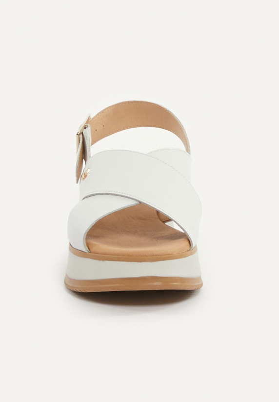 River Woods Lederen Sandalen Plateauzool Wit