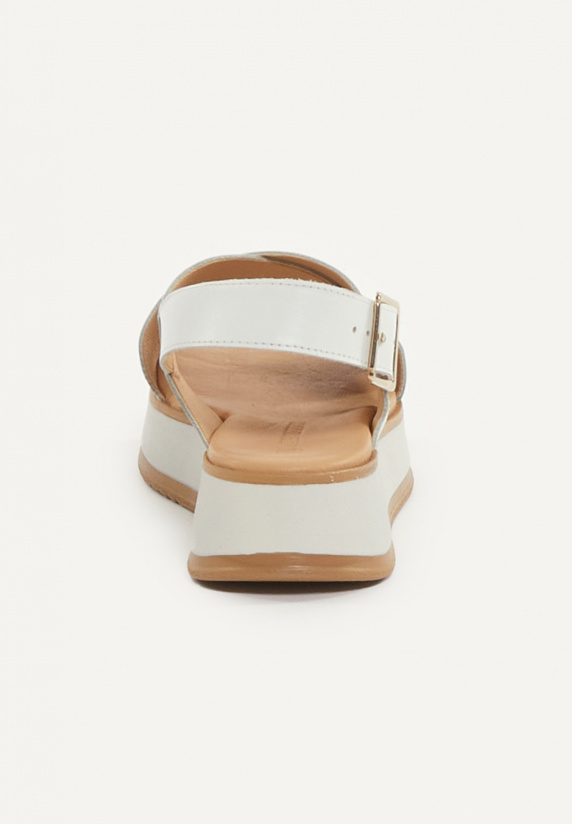 River Woods Lederen Sandalen Plateauzool Wit