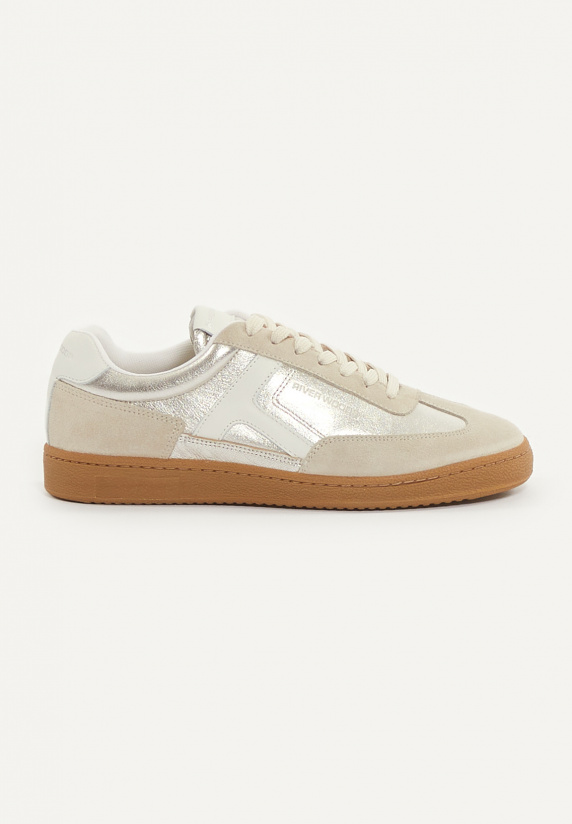 river woods Lederen sneakers met veters beige