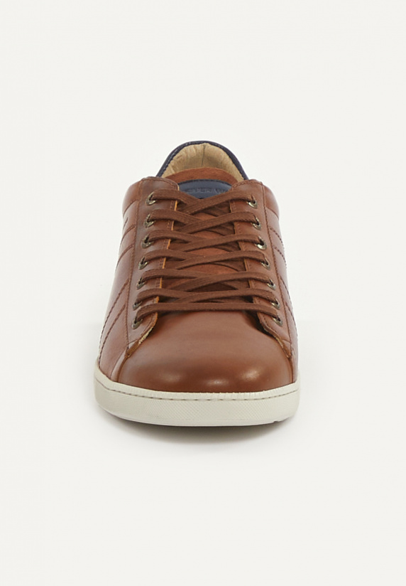 River Woods Lederen Sneakers Met Veters Bruin