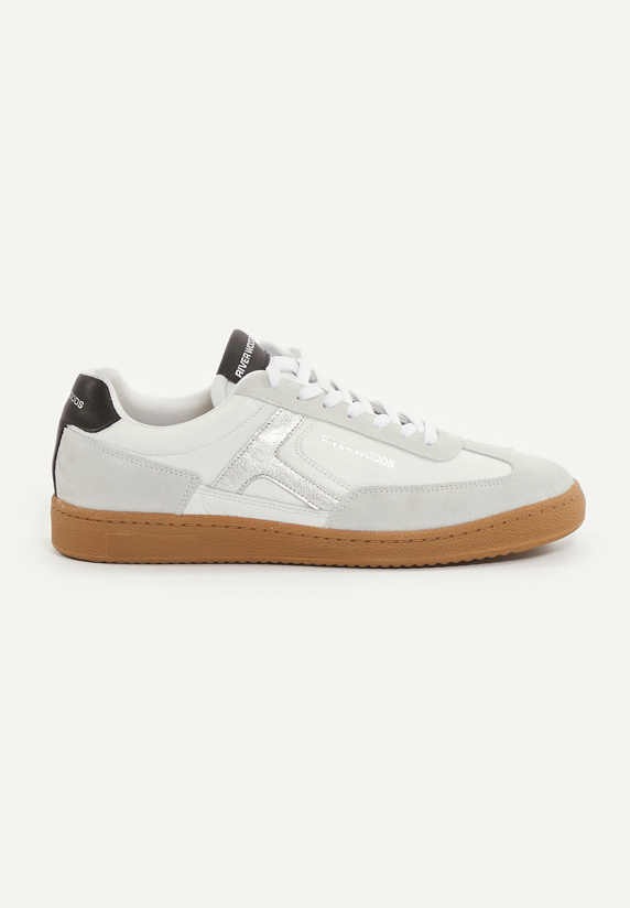 river woods Lederen sneakers met veters écru