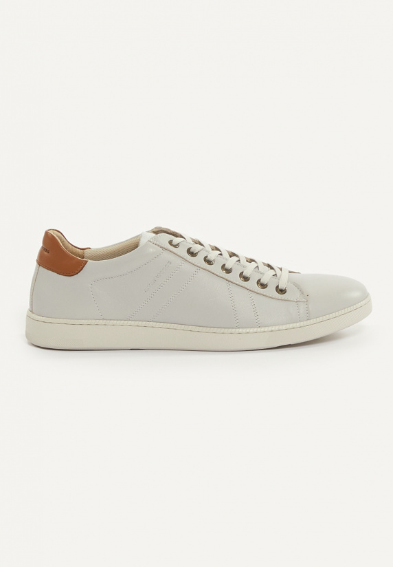 river woods Lederen sneakers met veters écru