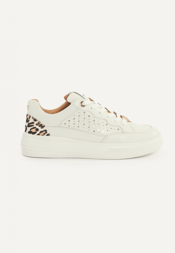 river woods Lederen sneakers met veters écru