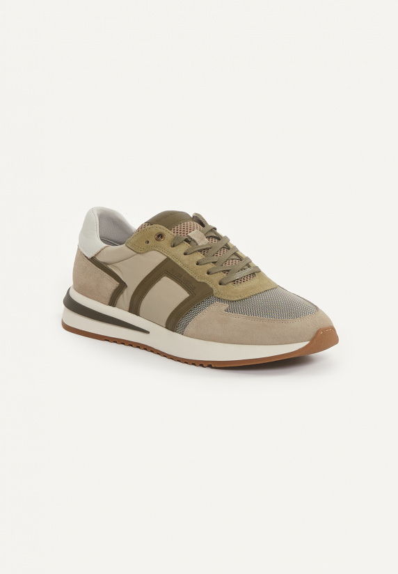River Woods Lederen Sneakers Met Veters Kaki