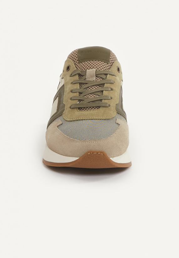 River Woods Lederen Sneakers Met Veters Kaki