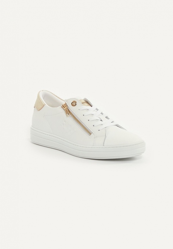 River Woods Lederen Sneakes Rits En Veters Wit