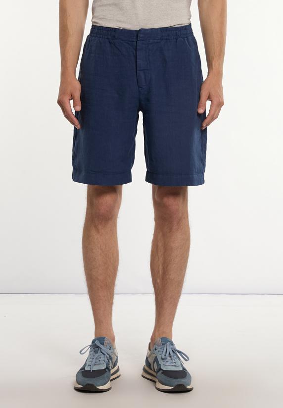 river woods Linnen short met plooien indigo