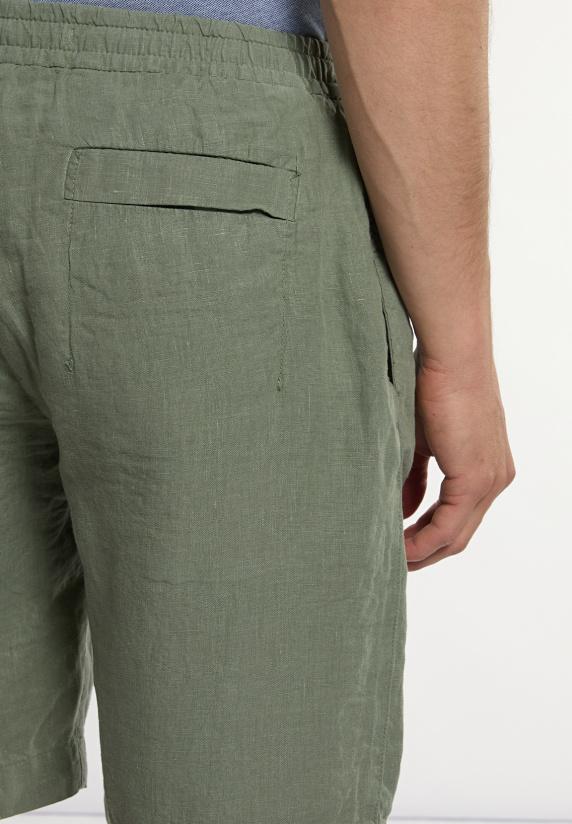 River Woods Linnen Short Met Plooien Moss