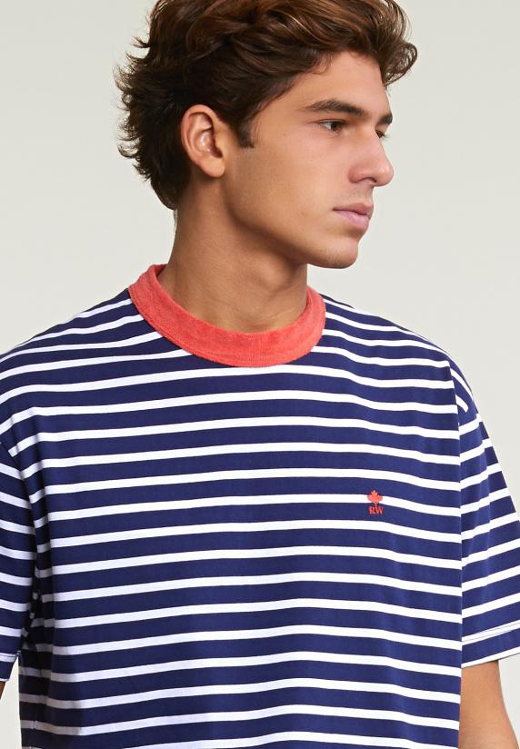 River Woods Loose Fit Gestreepte T-shirt Blauw/wit