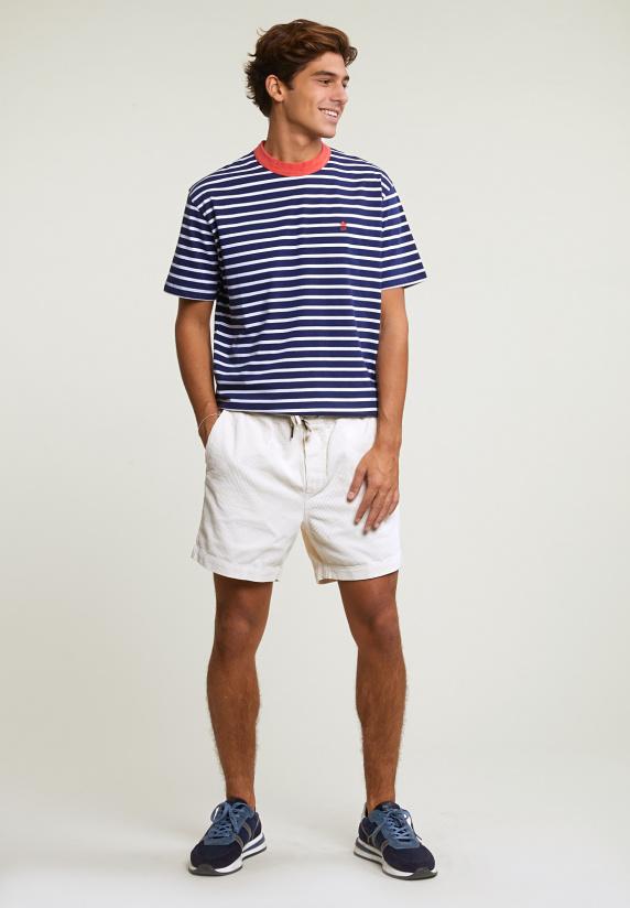 River Woods Loose Fit Gestreepte T-shirt Blauw/wit