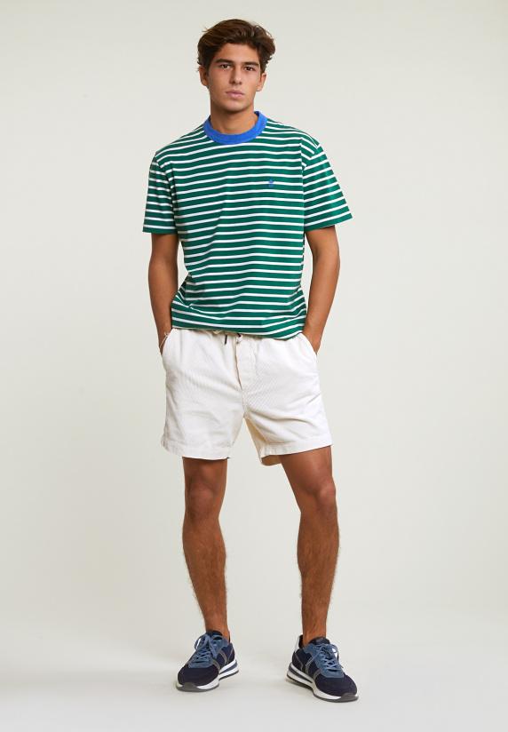 River Woods Loose Fit Gestreepte T-shirt Groen/wit