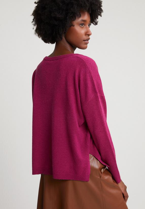 River Woods Magenta Basic V-hals Trui Lange Mouwen