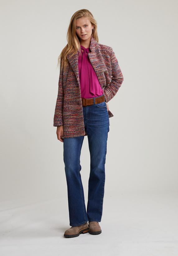 River Woods Magenta Rolkraag T-shirt Met Strik