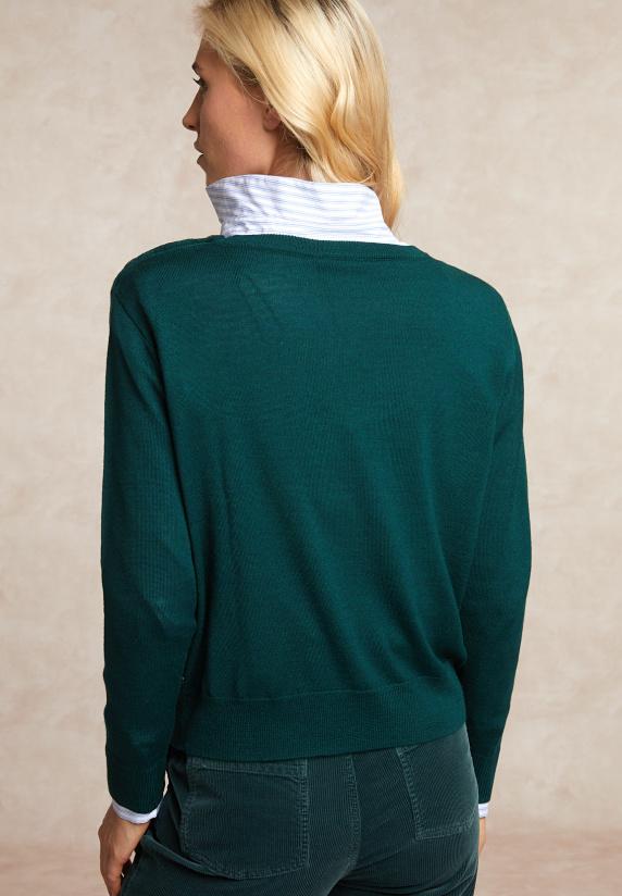 River Woods Merinotrui Rond Hals Groen