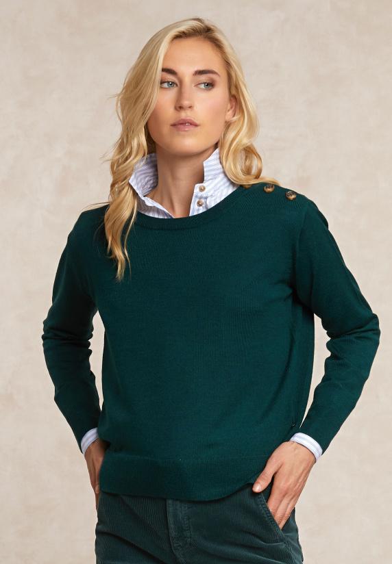 river woods Merinotrui rond hals groen