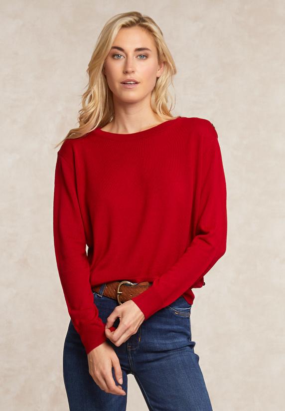 River Woods Merinotrui Rond Hals Rood