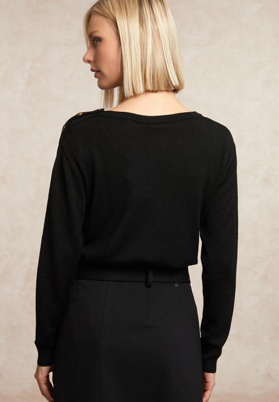 River Woods Merinotrui Rond Hals Zwart