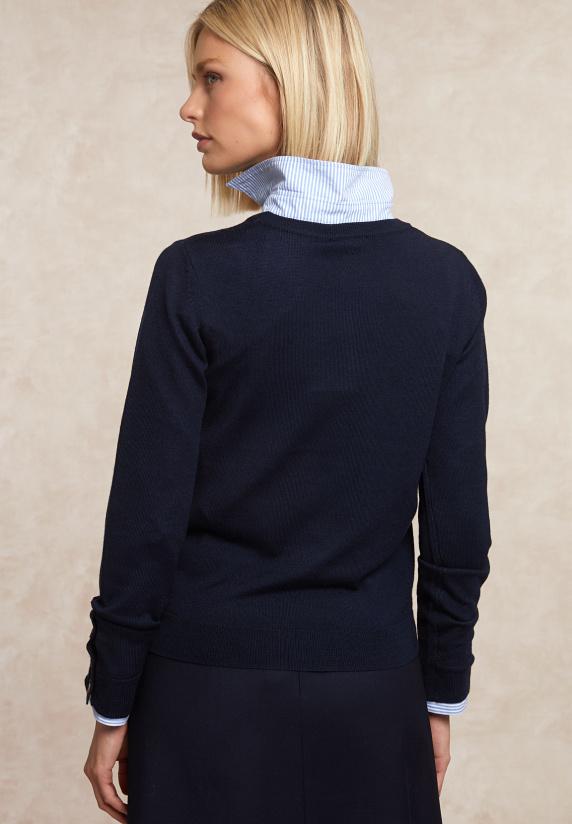 River Woods Merinotrui Ronde Hals Navy