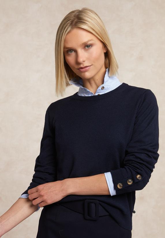 River Woods Merinotrui Ronde Hals Navy