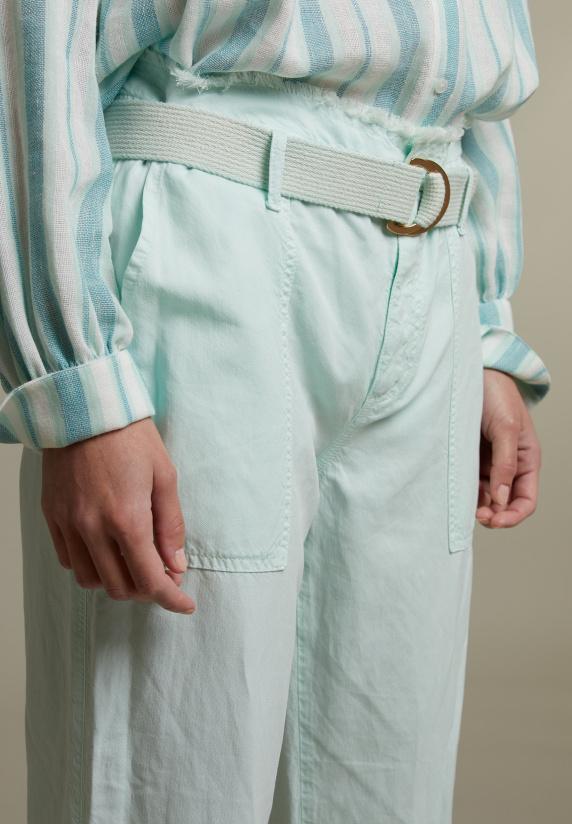 River Woods Mint Broek Met Ceintuur