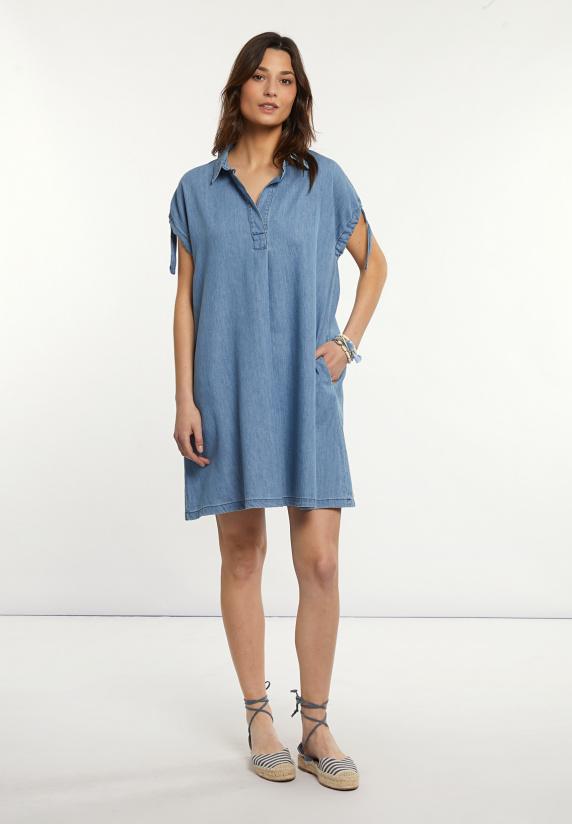 river woods Mouwloos jeansjurkje blauw