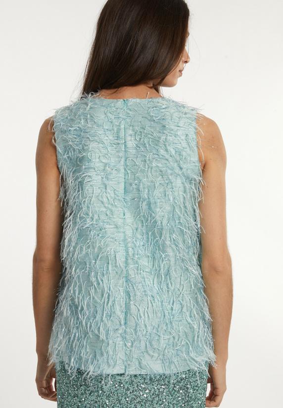 River Woods Mouwloze Top Ronde Hals Mintgroen