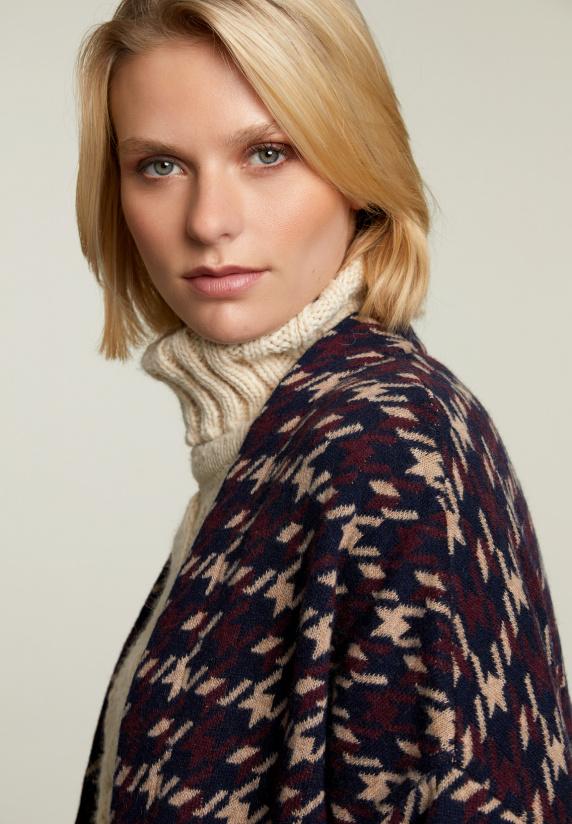 River Woods Multi Cardigan In Pied De Poule