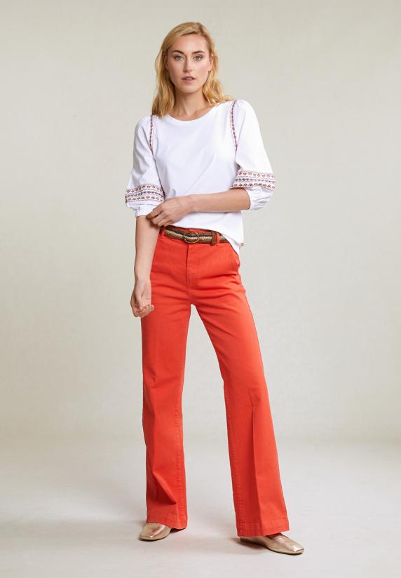 River Woods Multi Geborduurde T-shirt Pofmouwen