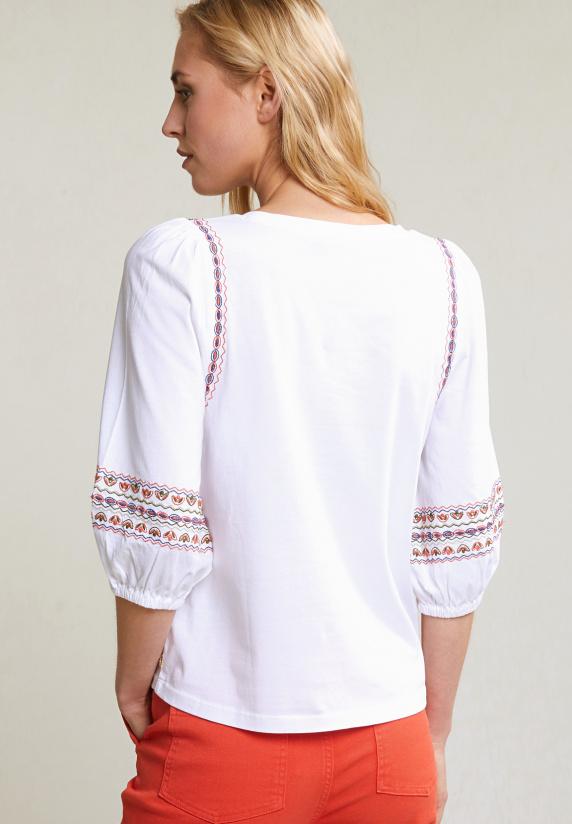 River Woods Multi Geborduurde T-shirt Pofmouwen