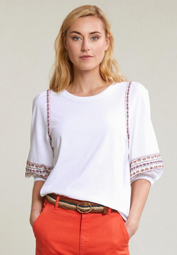 river woods Multi geborduurde T-shirt pofmouwen