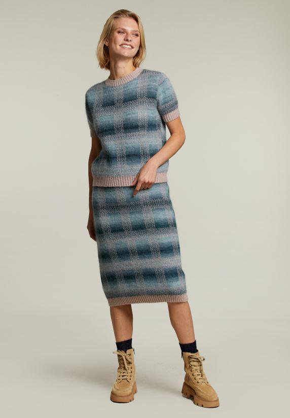 River Woods Multi Gebreide Jacquard Midirok