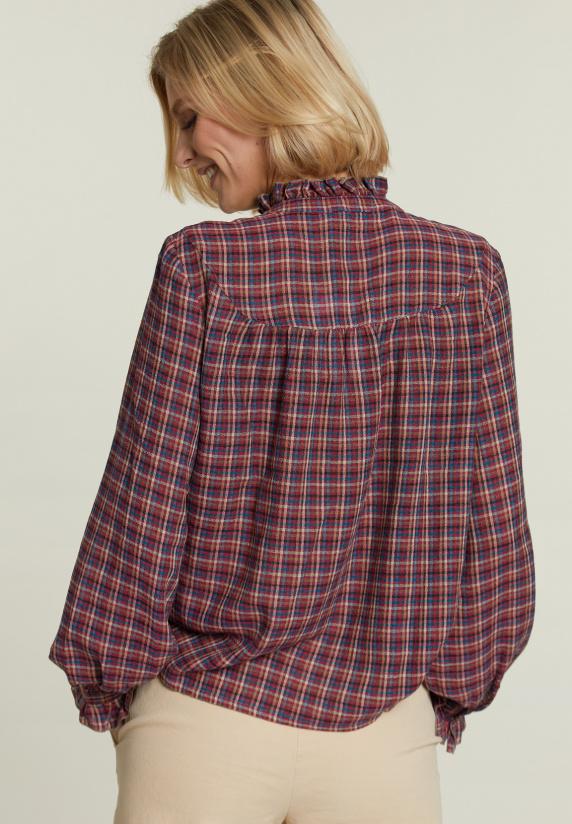 River Woods Multi Geruite Blouse Fantasie Hals