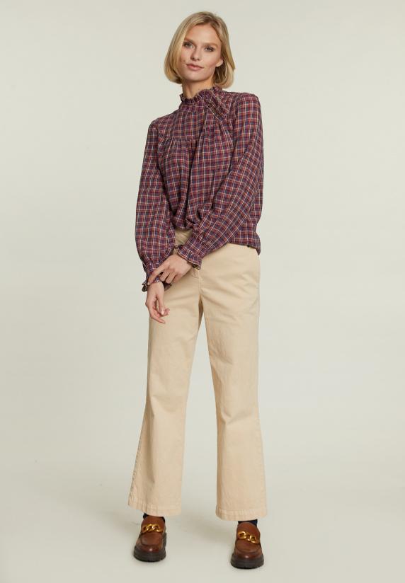 River Woods Multi Geruite Blouse Fantasie Hals