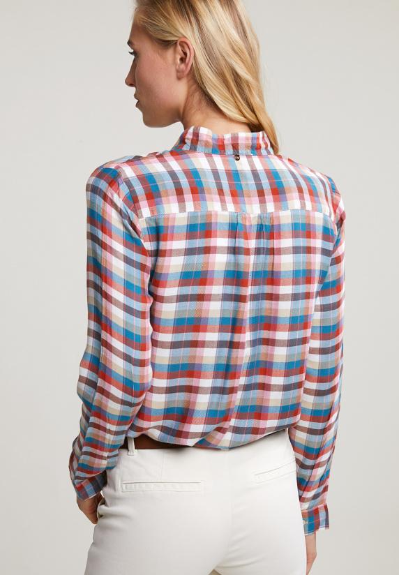 River Woods Multi Geruite Blouse Kraag Met Strik