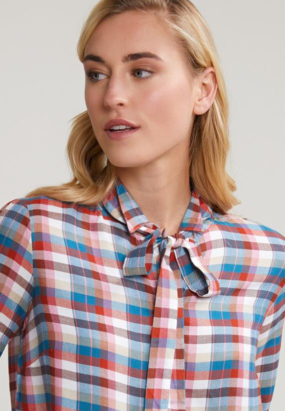 River Woods Multi Geruite Blouse Kraag Met Strik