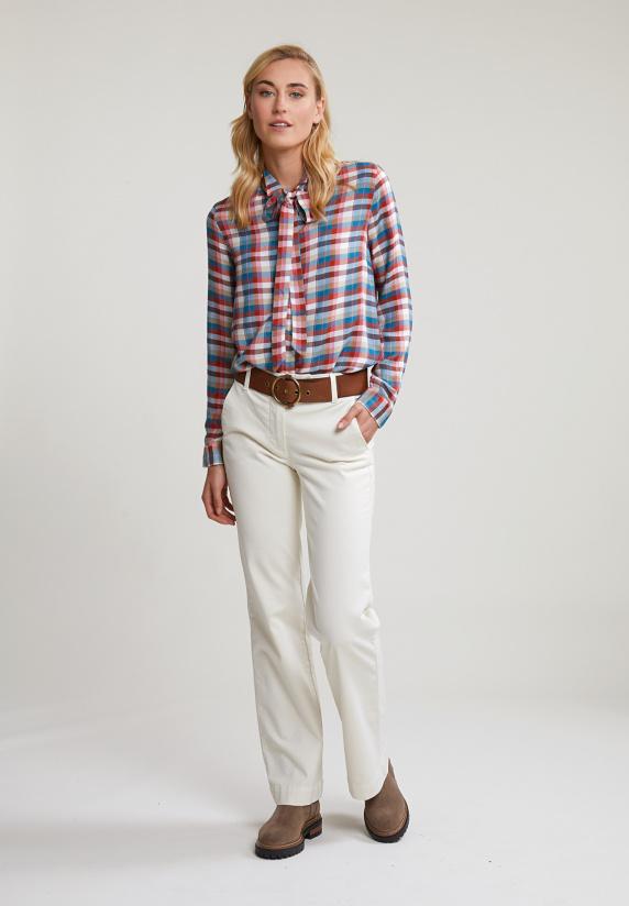 River Woods Multi Geruite Blouse Kraag Met Strik